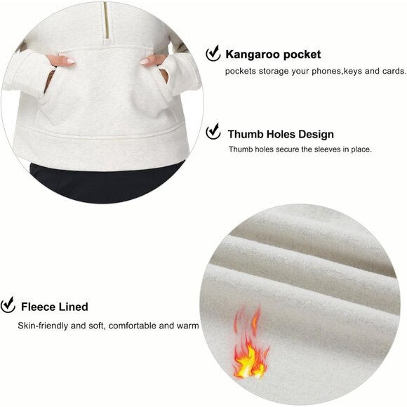 Womens Half-Zip Fleece Pullover Small Stand Collar Pockets Casual Warm - Picture 5 of 7